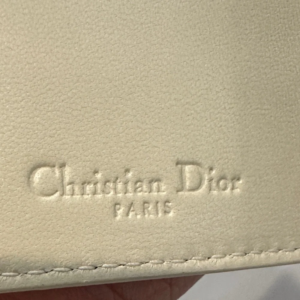 Dior Beige Wallet with Gold Studs